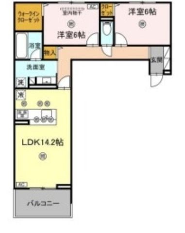拡大写真:Luveria 2階202の間取り