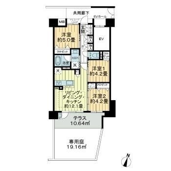 拡大写真:プレサンスロジェ岡山番町 1階103の間取り