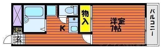 拡大写真:スリム平野 2階206の間取り