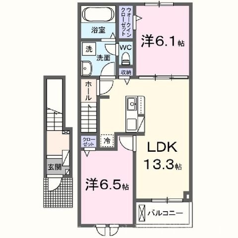 拡大写真:ボヌールⅢ 2階203の間取り