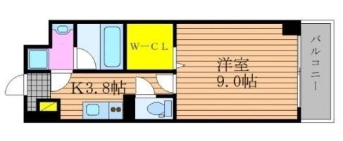 拡大写真:CREGRAD(クレグラッド) 3階306の間取り