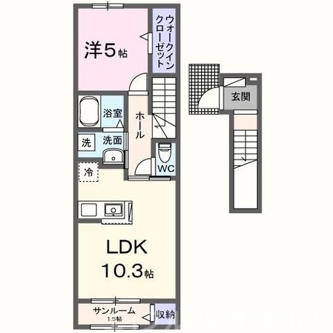 拡大写真：パラディス 2階205の間取り