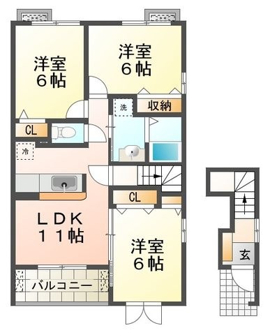 拡大写真:サンリットガーデンハウスN 2階202の間取り