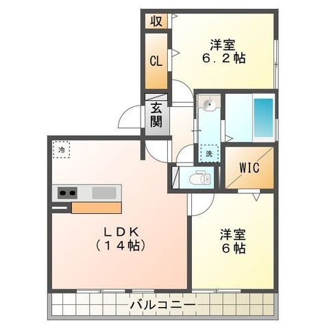 拡大写真:サニープレイス塩屋台 3階301の間取り