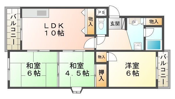 拡大写真:ランベール池北 2階204の間取り