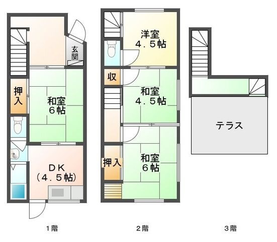 拡大写真：乙木1丁目戸建 1階1の間取り