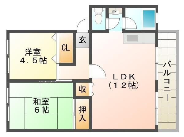 拡大写真:名谷農住団地B棟 2階203の間取り