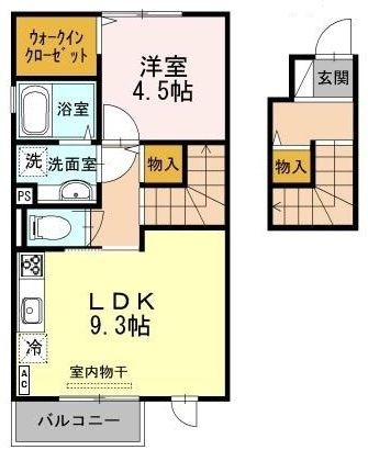 拡大写真:プリマベーラ 2階201の間取り