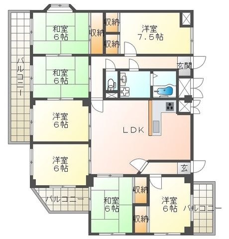 拡大写真:マノワールINO 4階402の間取り