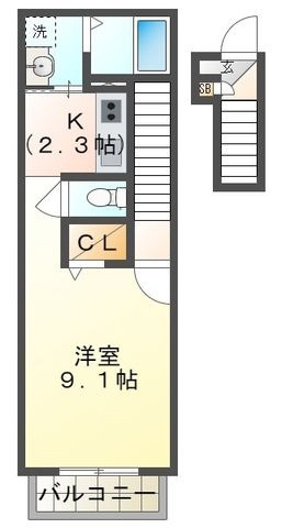 拡大写真:マイルドマメゾン 2階203の間取り