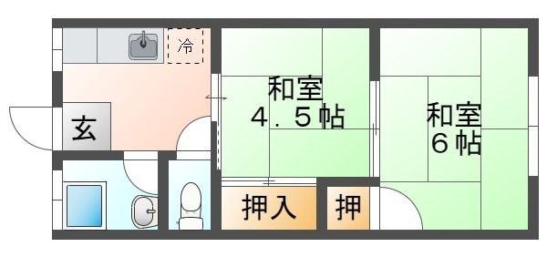 拡大写真:グリーンハイツ垂水 2階202の間取り