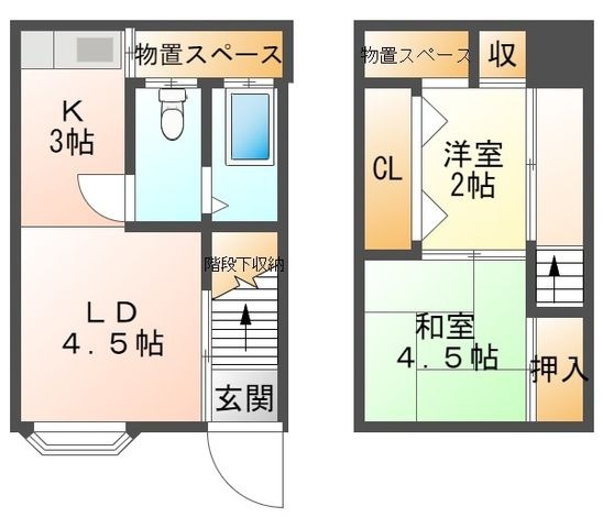 拡大写真:山手4丁目テラスハウス 1階1の間取り
