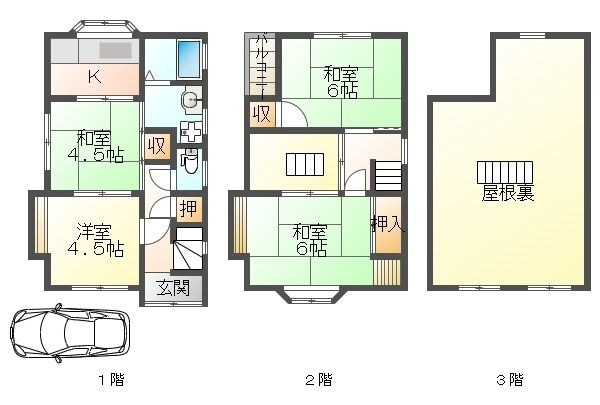 拡大写真:離宮前町1丁目戸建 1階〆の間取り