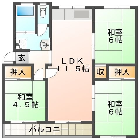拡大写真：高倉台2団地10号棟 5階501の間取り