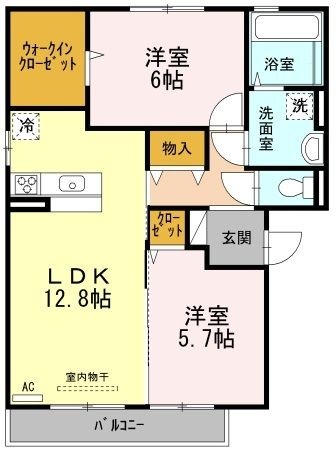 拡大写真:VILLA DEL SOL 2階201の間取り