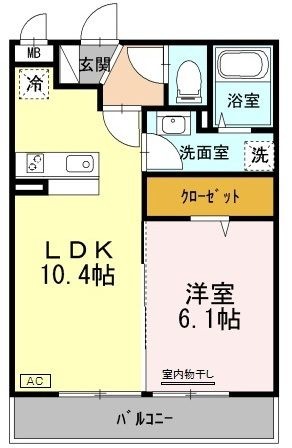 拡大写真:ガーベラ北神戸 3階305の間取り