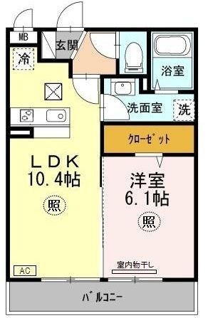 拡大写真:ガーベラ北神戸 1階102の間取り