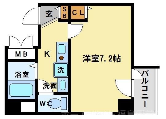 拡大写真:エスリード梅田西第2 2階201の間取り