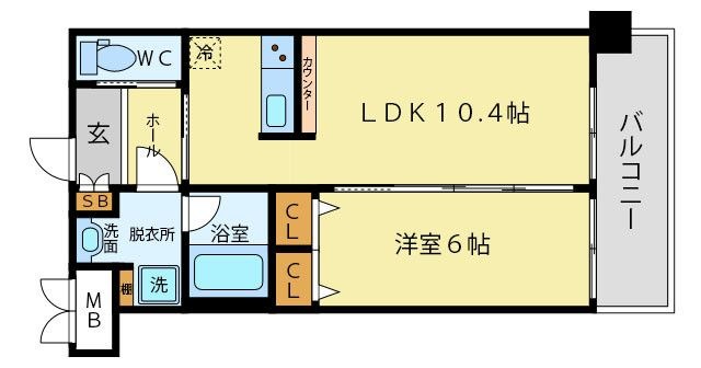 拡大写真:Dimus福島 5階504の間取り