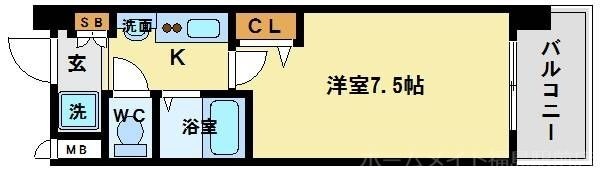 拡大写真:アークワン 5階503の間取り