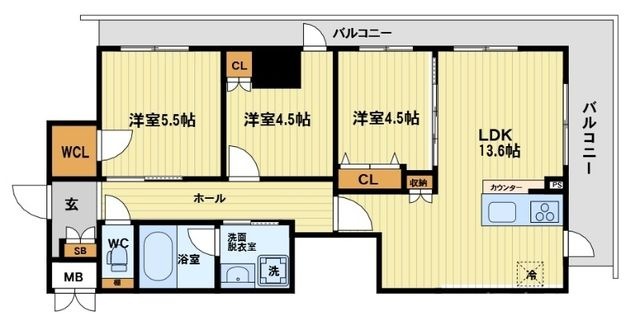 拡大写真:GRAND VILLASSE福島(グランド ヴィラッセ福島) 6階601の間取り