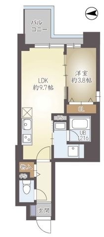 拡大写真:ハイデンス梅ヶ枝 10階1003の間取り