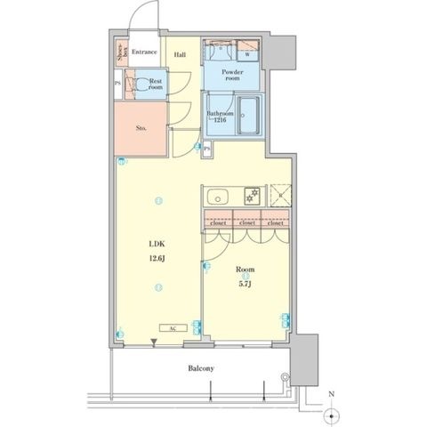 拡大写真:RJR堺筋本町タワー 14階1409の間取り