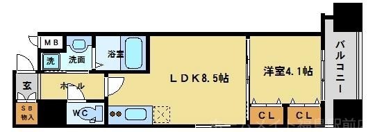 拡大写真：福島プライマリーワン 4階401の間取り