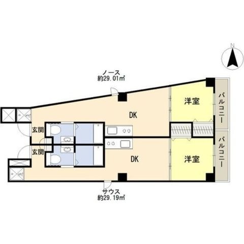 拡大写真:アパートメント谷町 6階ノーの間取り