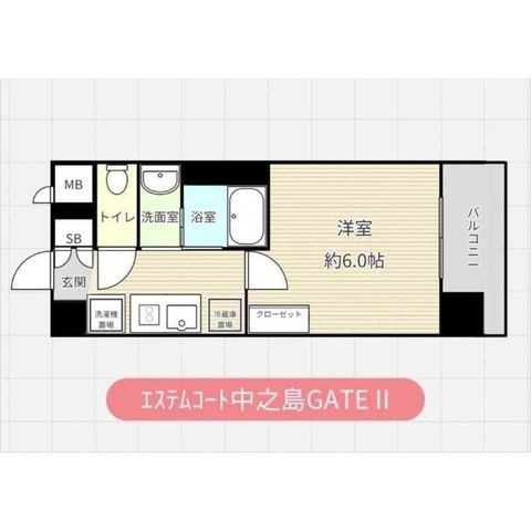 拡大写真:エステムコート中之島GATEII 7階706の間取り