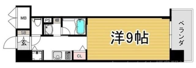 拡大写真:インザグレイス天神橋 4階401の間取り