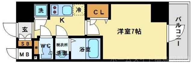 拡大写真:ファーストステージ梅田WEST 8階805の間取り