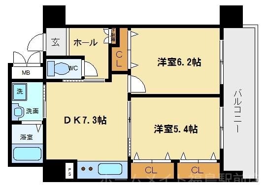 拡大写真:エスポルテ福島 4階401の間取り