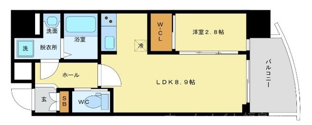 拡大写真:セレニテ福島アリア 8階801の間取り