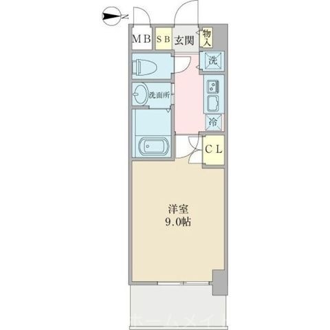 拡大写真:プロシード弁天町 4階409の間取り