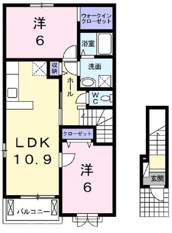 拡大写真:フロスト フラワーズ Ⅲ 2階201の間取り