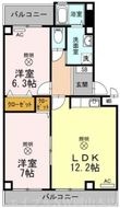 Twin Casa Ⅱ棟の間取図