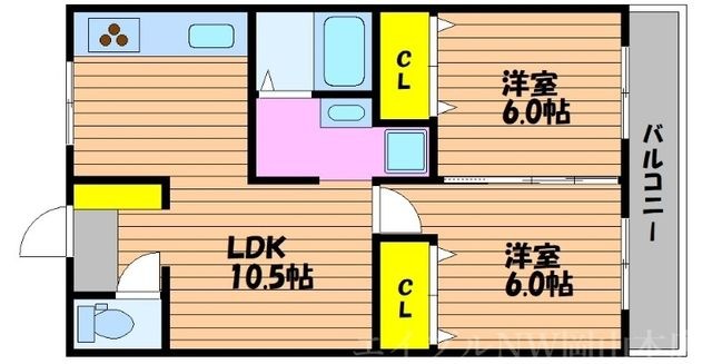 拡大写真:マンション津高 3階302の間取り