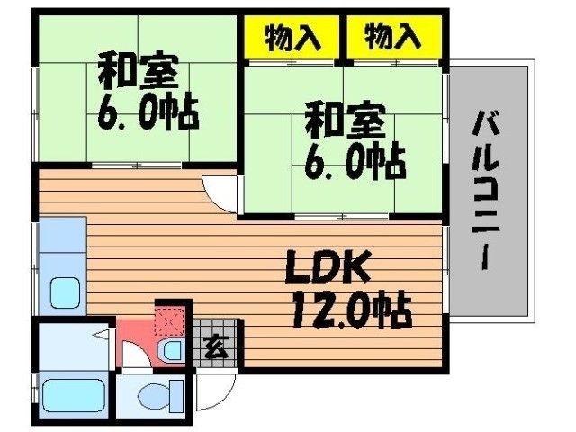 拡大写真:岡山市南区浜野2丁目 1階102の間取り