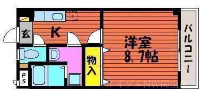 拡大写真:岡山市南区若葉町 1階102の間取り