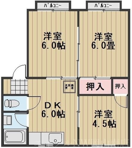 拡大写真:岡山市南区芳泉2丁目 1階102の間取り