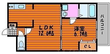 拡大写真:岡山市南区豊成1丁目 2階205の間取り