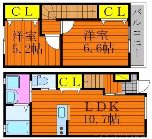拡大写真:Casa un.fleur 1階101の間取り