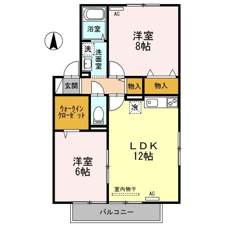 拡大写真:グランシャリオ堀川C棟 2階201の間取り
