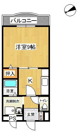 拡大写真：スカイマンションA 3階302の間取り