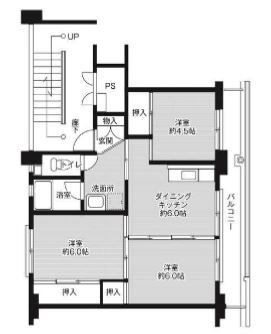 拡大写真:ビレッジハウス米子2号棟 4階508の間取り