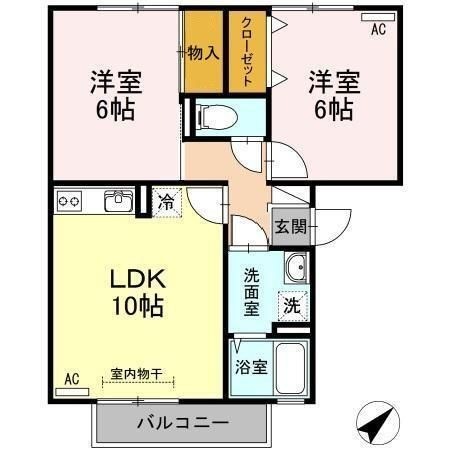 拡大写真:エスポワール松本B棟 2階201の間取り