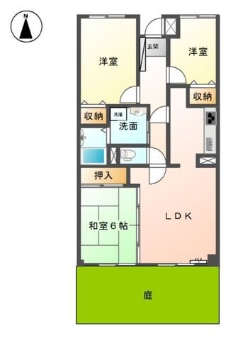 拡大写真:グランシャリオ氷上1番館 1階103の間取り
