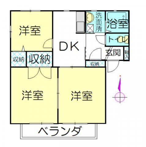 拡大写真:サンシャイン宏池B 1階201の間取り