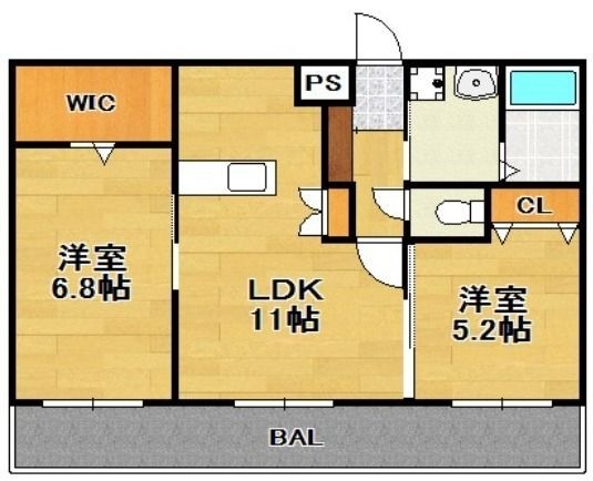 拡大写真：福岡市早良区賀茂４丁目 1階103の間取り